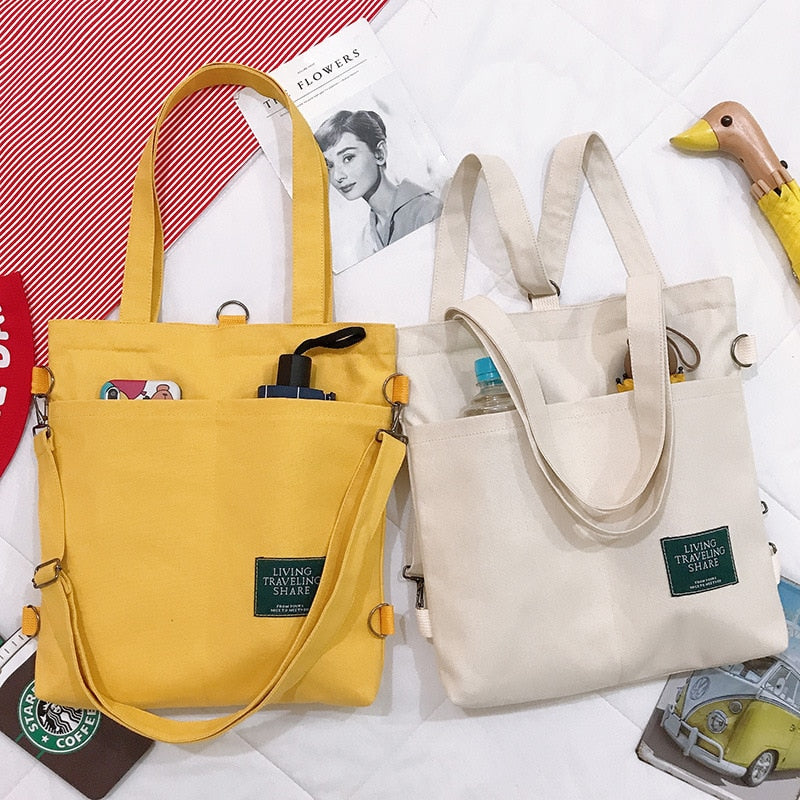 Xpoko Women's Shoulder Bag Large Capacity Casual Woman Tote Handbags For Women Canvas School Backpack Female Crossbody Shopper Bag