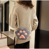 Xpoko Kawaii Plush Paw Crossbody Bag