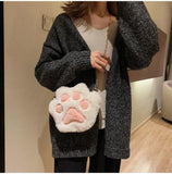 Xpoko Kawaii Plush Paw Crossbody Bag