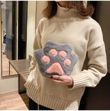 Xpoko Kawaii Plush Paw Crossbody Bag