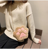 Xpoko Kawaii Plush Paw Crossbody Bag