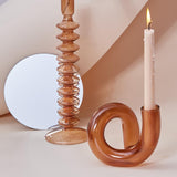 Xpoko Color Glass Twisted Candlestick Holder