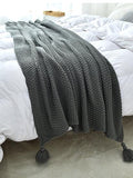 Xpoko Fringe Knit Ball Yarn Sofa Cover Blanket