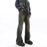 2000s fashion American Hiphop Distressed Washed Jeans Men's Autumn High Street Vibe Casual Straight Long Pants