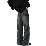 2000s fashion American-Style Deconstructed Jeans Men's 2024 Autumn Rivet Loose Straight Slimming Wide-Leg Pants