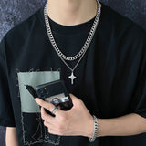 Xpoko DOUBLE LAYER CROSS CHAIN NECKLACE