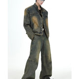 2000s fashion American Retro Jeans Men's Summer Casual Straight Loose Wide Leg Long Pants Trendy