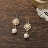 Xpoko Women's Style Long Elegant Light Luxury Palace Pearl Mosquito Earrings