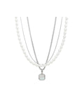 Xpoko MULTI LAYER PEARL SQUARE NECKLACE