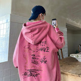 men winter outfits Graffiti 20G Sweater American High Street Men's Spring and Autumn Big Hat Washed Dirty Pink Oversize Top