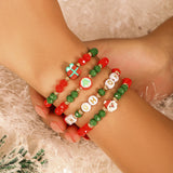 Xpoko Christmas Polymer Clay Beaded Suit Holiday Bracelets