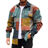 men winter outfits Plaid Shirt Coat Men's Spring and Autumn Colorful Jacket Stylish Korean Style Trendy Clothes