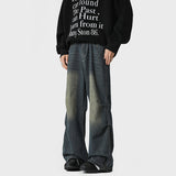 2000s fashion American-Style Deconstructed Jeans Men's 2024 Autumn Rivet Loose Straight Slimming Wide-Leg Pants