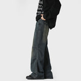 Xpoko-official 2000s fashion American-Style Deconstructed Jeans Men's 2024 Autumn Rivet Loose Straight Slimming Wide-Leg Pants