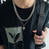 Xpoko DOUBLE LAYER CROSS CHAIN NECKLACE