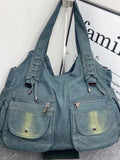 2000s fashion Fashion Retro Hot Girl Tote Bag Women's 2024 New Large Capacity Lace Denim Casual Shoulder Bag