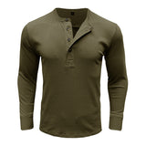 men winter outfits Autumn and Winter Men's Long-Sleeved round Neck T-shirt Men's Slim Fit Henley Shirt Casual Top