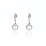 Xpoko Women's Sier Drop Pearl For Design High-grade Inlaid Zirconium Earrings