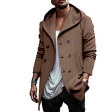 men winter outfits Autumn and Winter Men's Trench Coat Mid-Length Lapel Hooded Composite Space Cotton Double-Breasted Casual Trench Coat