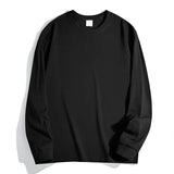 men winter outfits Spring and Autumn Men's Solid Color Long-Sleeved T-shirt Loose Cotton Youth Black and White Couple Inner Top Bottoming Shirt