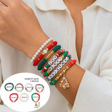 Xpoko Christmas Polymer Clay Beaded Suit Holiday Bracelets