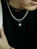 Xpoko MULTI LAYER PEARL SQUARE NECKLACE