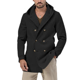 men winter outfits Spring and Autumn Men's Trench Coat Mid-Length Lapel Hooded Composite Space Cotton Double-Breasted Casual Trench Coat