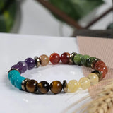 Xpoko Amethyst Tiger Eye Elastic Rose Stone Agate Bracelets