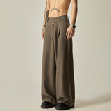 2000s fashion American Retro High-Grade Loose Solid Color Casual Draping Suit Pants Straight Wide-Leg Pants