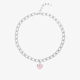 Xpoko TRANSPARENT HEART CUBAN NECKLACE