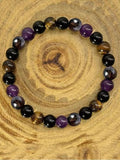 Xpoko Amethyst Tiger Eye Elastic Rose Stone Agate Bracelets