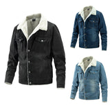 men winter outfits 2024 Winter Men's Jacket Fleece-lined Warm Denim Coat Fashion Trendy Men's Clothing American Style