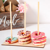 Xpoko Christmas Wood Donuts Stand Holder Sweet Cart Rustic Wedding Table Decor Doughnut Birthday Party Candy Bar Baby Shower Donut Party