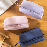 Xpoko back to school Large Capacity Pencil Case Simple Solid Color Stationery Box Double Layer Multifunctional Pen Pouch Students School Supplies