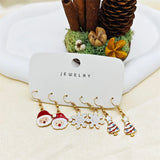 Xpoko Christmas Gifts 3 Pairs Cute Santa Claus Snowman Elk Combination Earrings for Women Enamel Cartoon Christmas Earrings Xmas New Year Jewelry Gift