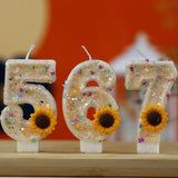 Xpoko Sunflower Birthday Candles for Cake Glitter 1st Birthday Number Candles for Girls Cupcake Decoration Decor Topper