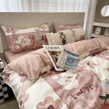 Xpoko Ins Retro Flower Bedding Set Flat Bed Sheet Pillowcase Twin Full Queen Size Bed Linen Women Girls Caramel Floral Duvet Cover Set