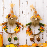 Xpoko Thanksgiving Gnomes, Fall Plush Autumn Vine Wreath Dwarf Doll Ornament Gnomes Decorations for Home Tiered Tray Tabletop Decor