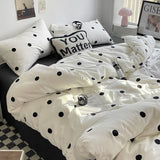 Xpoko Green Polka Dots Duvet Cover Pillow Case Bed Sheet AB Side Quilt Cover Stripe Boy Kid Teen Girl Bedding Linens Set King Queen