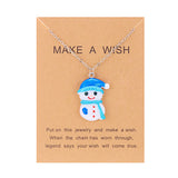 Xpoko Christmas Gifts New Cute Trendy Christmas Necklace for Women Girl Resin Cartoon Santa Claus Snowman Crutch Choker Necklace New Year Jewelry Gift