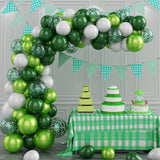 Green White Latex Balloon Garland Arch Kit Metallic Green Confetti Balloons Jungle Safari Birthday Party Baby Shower Decorations