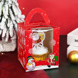 Xpoko 4Pcs Red Marry Christmas Gift Packaging Kraft Candy Box with Handle Santa Claus Cake Kids Holiday Happy New Year Party Favors