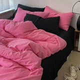 Xpoko Nordic Princess Pink Bedding Set Girls Adults Twin Full Queen Size Bed Flat Sheet Duvet Cover Pillowcases Solid Color Bed Linen