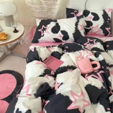 Xpoko Ins Princess Pink Heart Duvet Cover Set Pillowcase Bed Sheet Kids Girls Bedding Set Queen Twin Cute Kawaii Quilt Cover No Filler