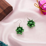 Xpoko Christmas Gifts Handmade Christmas Stud Earrings For Women Red Green Xmas Color Ribbons Earrings Merry Christmas New Year Party Jewelry Gift