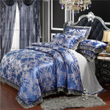 Xpoko Nordic Satin Jacquard Duvet Cover Set Luxury Flower Bedding Set Adlut Quilt Cover Pillowcases Sheet Twin Queen King Home Texiles