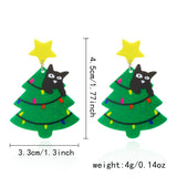 Xpoko Christmas Gifts Mixed Style Acrylic Christmas Earrings for Women Pattern Christmas Tree Black Cat Santa Claus Drop Earrings Girls Party Jewelry