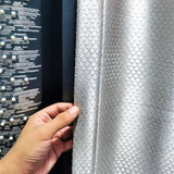 Xpoko High-end Silver Gray Jacquard High Precision Pearl Lace Stitching Thickened Curtains for Living Room Bedroom Dining Room Balcony