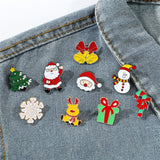 Xpoko Christmas Gifts Cute Cartoon Christmas Series Brooches for Women Girls Metal Enamel Elk Santa Claus Snowman Pin Backpack Badge Jewelry Xmas Gift