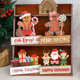 Xpoko 2025 Christmas Day Wooden Desktop Pendant Santa Claus Elk Deer Gingerbread Man Wood Table Ornament Merry Christmas Party Decor